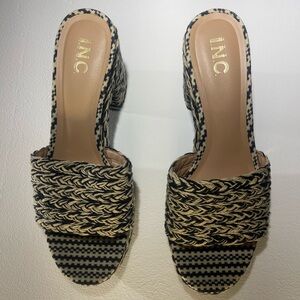 INC International Concepts Black and Tan Woven Platform Sandals